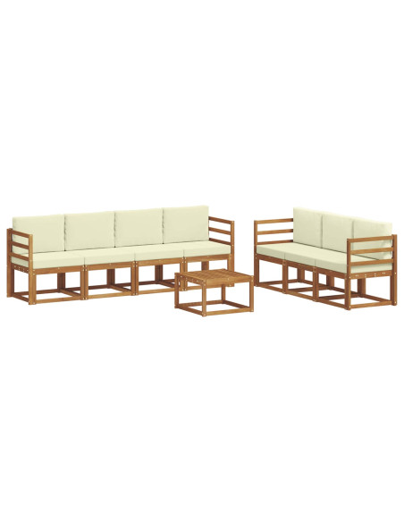 Set di divani con cuscino 8 pcs Naturale e Crema