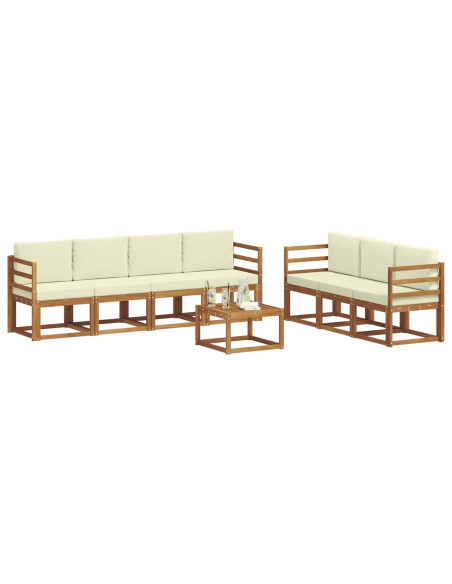 Set di divani con cuscino 8 pcs Naturale e Crema