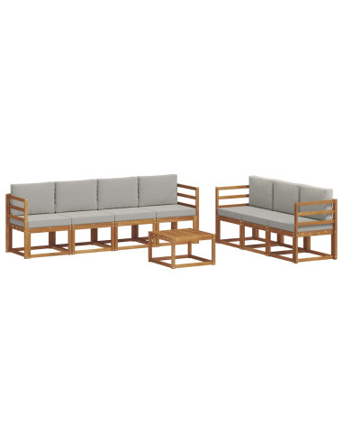 Set di divani con cuscino 8 pcs Grigio Naturale e Chiaro