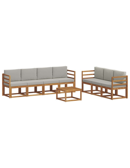 Set di divani con cuscino 8 pcs Grigio Naturale e Chiaro