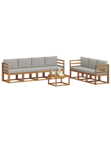 Set di divani con cuscino 8 pcs Grigio Naturale e Chiaro