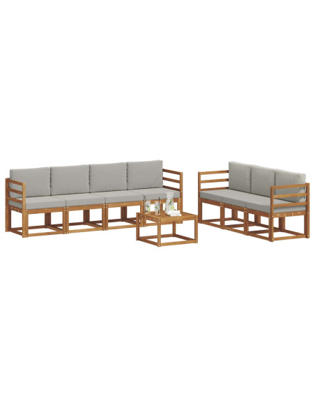 Set di divani con cuscino 8 pcs Grigio Naturale e Chiaro