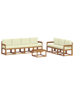 Set di divani con cuscino 8 pcs Naturale e Crema 2