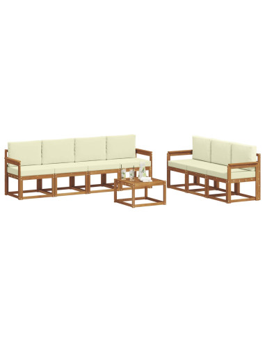 Set di divani con cuscino 8 pcs Naturale e Crema