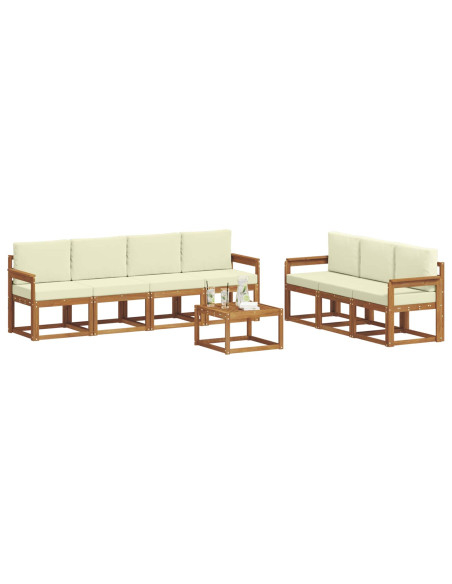 Set di divani con cuscino 8 pcs Naturale e Crema