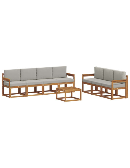 Set di divani con cuscino 8 pcs Grigio Naturale e Chiaro