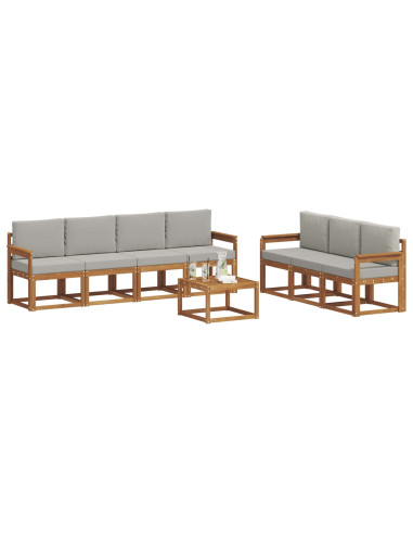 Set di divani con cuscino 8 pcs Grigio Naturale e Chiaro