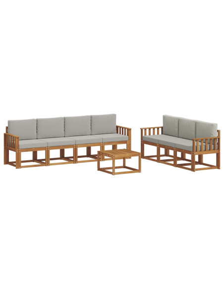 Set di divani con cuscino 8 pcs Grigio Naturale e Chiaro