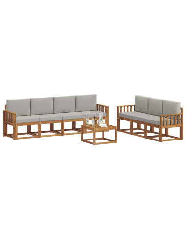 Set di divani con cuscino 8 pcs Grigio Naturale e Chiaro
