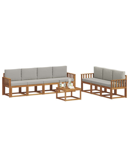 Set di divani con cuscino 8 pcs Grigio Naturale e Chiaro