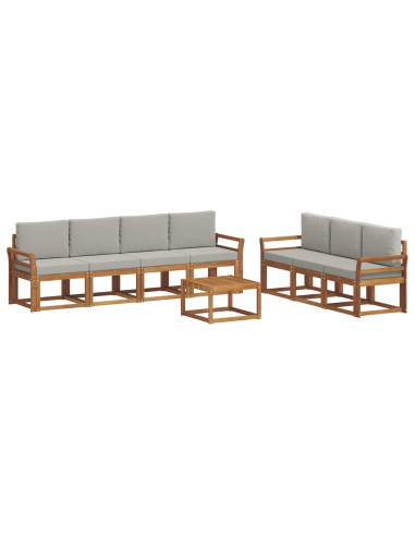 Set di divani con cuscino 8 pcs Grigio Naturale e Chiaro