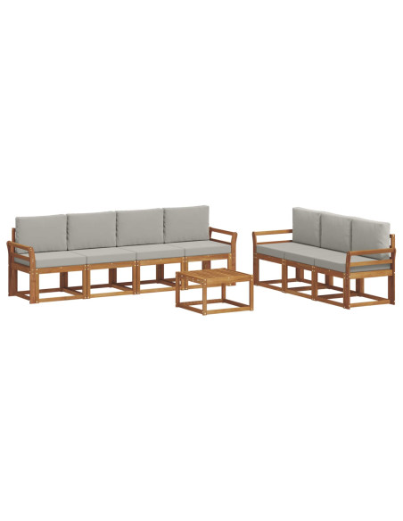 Set di divani con cuscino 8 pcs Grigio Naturale e Chiaro