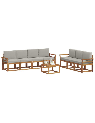 Set di divani con cuscino 8 pcs Grigio Naturale e Chiaro