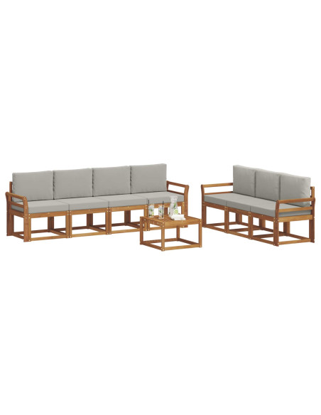 Set di divani con cuscino 8 pcs Grigio Naturale e Chiaro