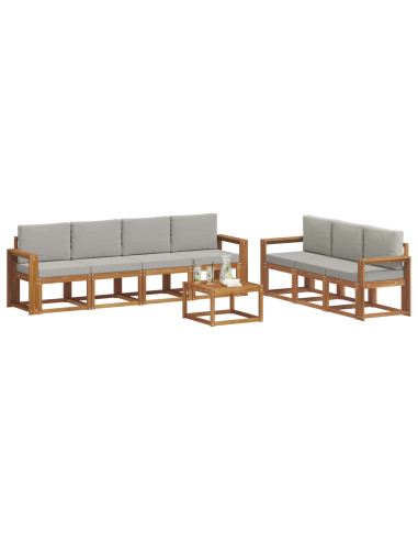 Set di divani con cuscino 8 pcs Grigio Naturale e Chiaro
