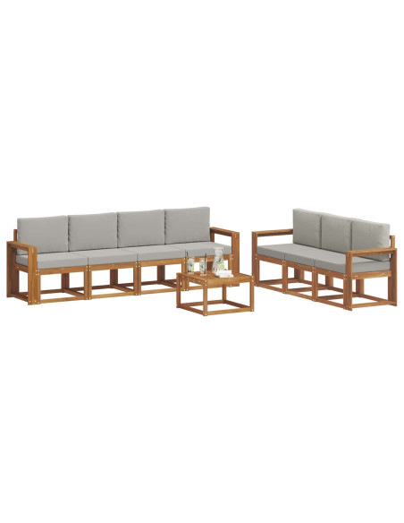 Set di divani con cuscino 8 pcs Grigio Naturale e Chiaro