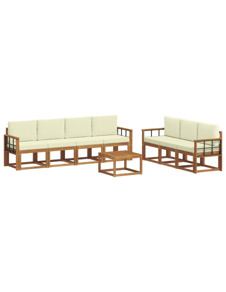 Set di divani con cuscino 8 pcs Naturale e Crema