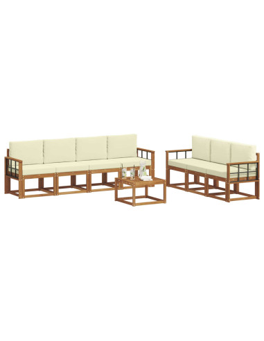 Set di divani con cuscino 8 pcs Naturale e Crema