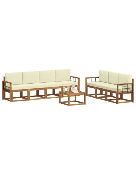 Set di divani con cuscino 8 pcs Naturale e Crema