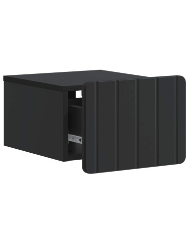 Mobiletto da notte a muro con cassetto Nero 33 x 34,5 x 24 cm