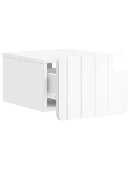 Mobiletto da notte a muro 2 pcs Bianco Lucido 33 x 34,5 x 24 cm