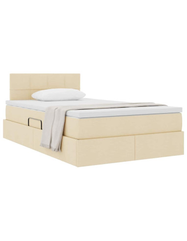 Letto con contenitore e materasso Crema 120 x 190 cm
