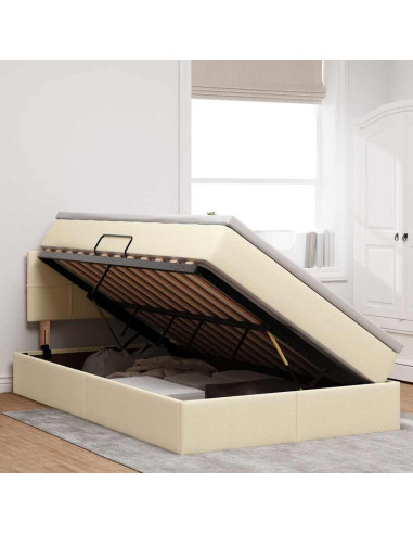 Letto con contenitore e materasso Crema 120 x 190 cm