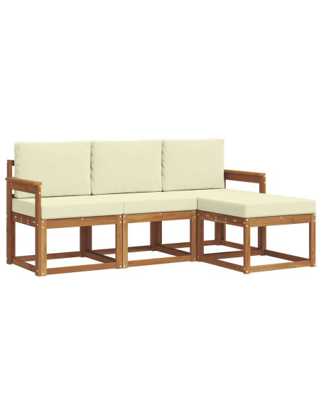 Set di divani da esterno con cuscino 4 pcs Naturale e Crema
