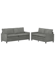 Set di divani 2 pcs Grigio Scuro Velluto 2
