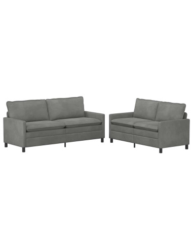 Set di divani 2 pcs Grigio Scuro Velluto