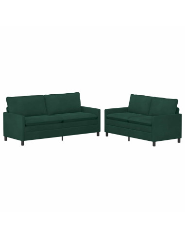 Set di divani 2 pcs Verde Scuro Velluto