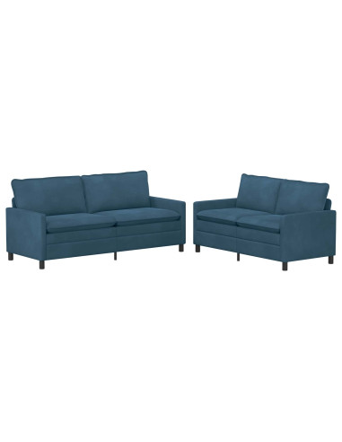 Set di divani 2 pcs Blu Velluto