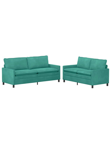 Set di divani 2 pcs Turchese Velluto