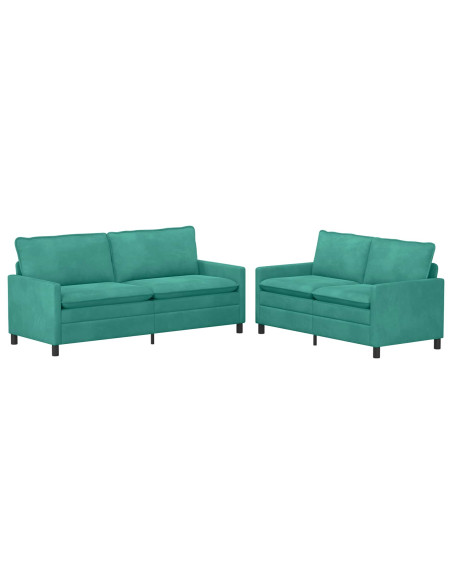Set di divani 2 pcs Turchese Velluto