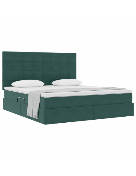 Letto con contenitore e materasso Verde Scuro 160 x 200 cm