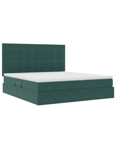 Letto con contenitore e materasso Verde Scuro 160 x 200 cm