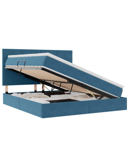 Letto con contenitore e materasso Blu Scuro 160 x 200 cm