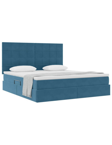 Letto con contenitore e materasso Blu Scuro 160 x 200 cm