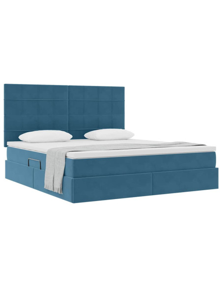 Letto con contenitore e materasso Blu Scuro 160 x 200 cm