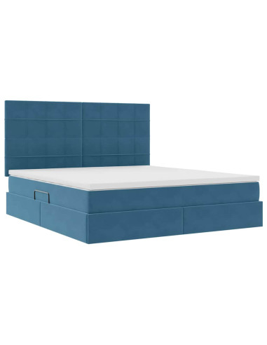 Letto con contenitore e materasso Blu Scuro 160 x 200 cm