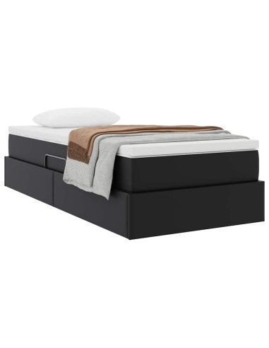 Letto con contenitore e materasso Nero 90 x 200 cm