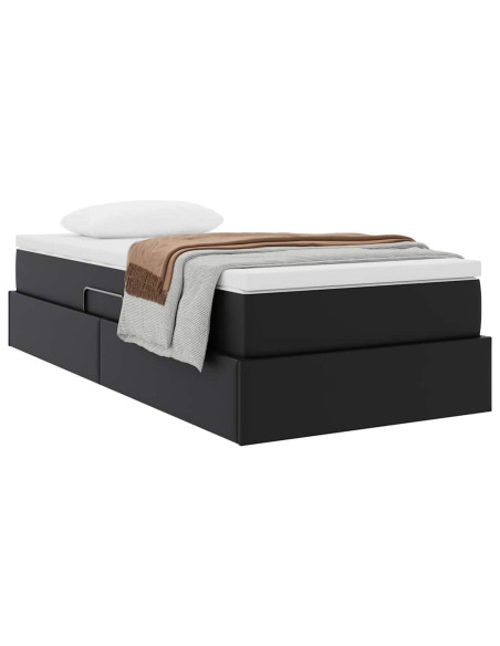 Letto con contenitore e materasso Nero 90 x 200 cm