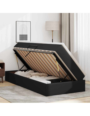 Letto con contenitore e materasso Nero 90 x 200 cm