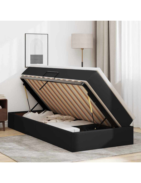 Letto con contenitore e materasso Nero 90 x 200 cm