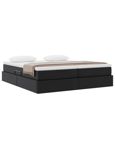 Letto con contenitore e materasso Nero 180 x 200 cm
