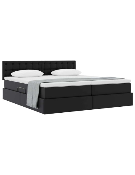 Letto con Contenitore Nero 180 x 200 cm Pelle Sintetica