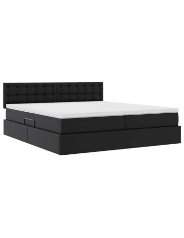 Letto con Contenitore Nero 180 x 200 cm Pelle Sintetica