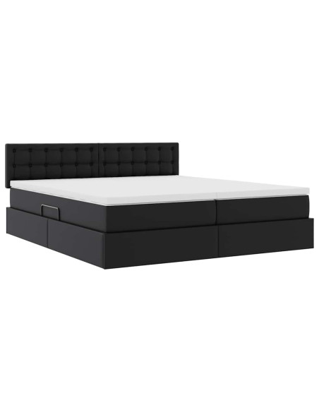 Letto con Contenitore Nero 180 x 200 cm Pelle Sintetica