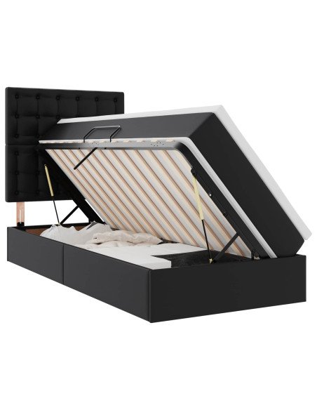 Letto con Contenitore Nero 90 x 200 cm Pelle Sintetica