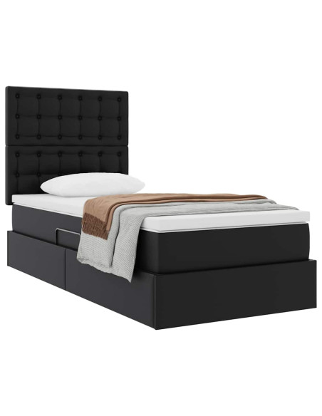 Letto con Contenitore Nero 90 x 200 cm Pelle Sintetica